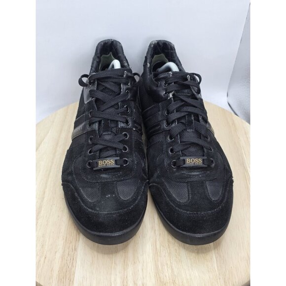 Mens 11 euro 45 Hugo Boss All Black Suede/extile Shoes Sneakers - Picture 4 of 9